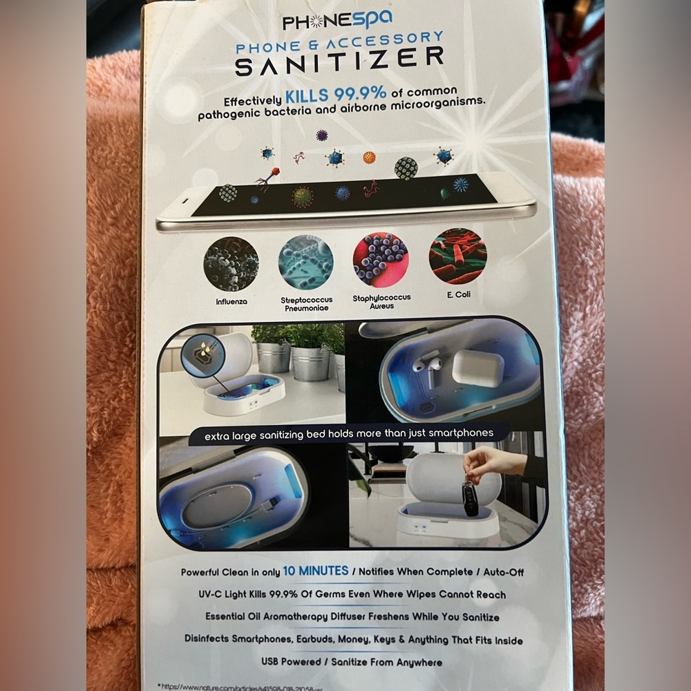PhoneSpa Phone & Accessory UV-C Sanitizer and Aroma Diffuser NWOT